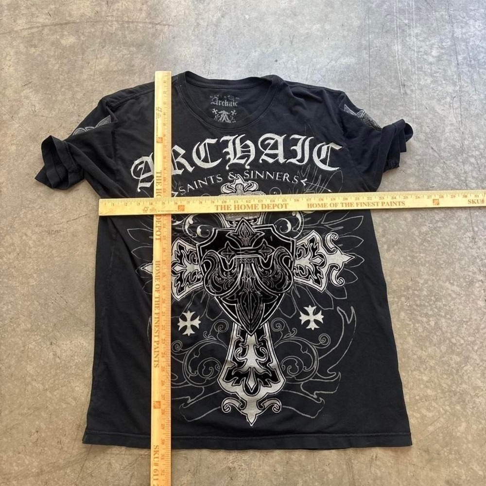 Y2k Archaic Saints & Sinners Cross Shirt Size 2XL - Picture 3 of 4